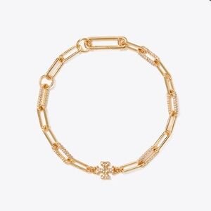 Nwot Tory Burch Icon Pavé Chain Bracelet
